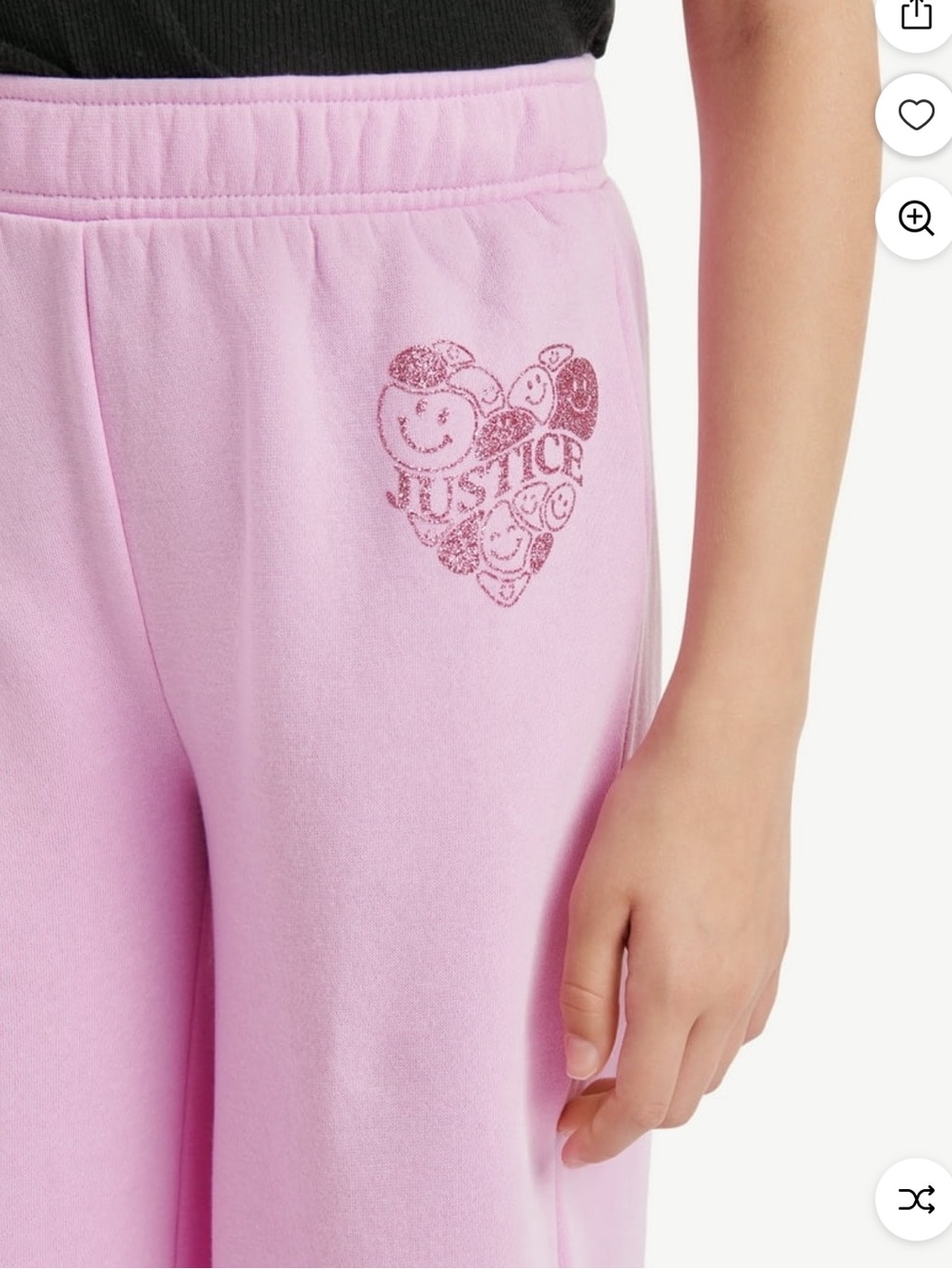 Justice Girls Dollhouse Pink Fleece Sweatpants Size S 7/8 Glitter Heart - Picture 5 of 14